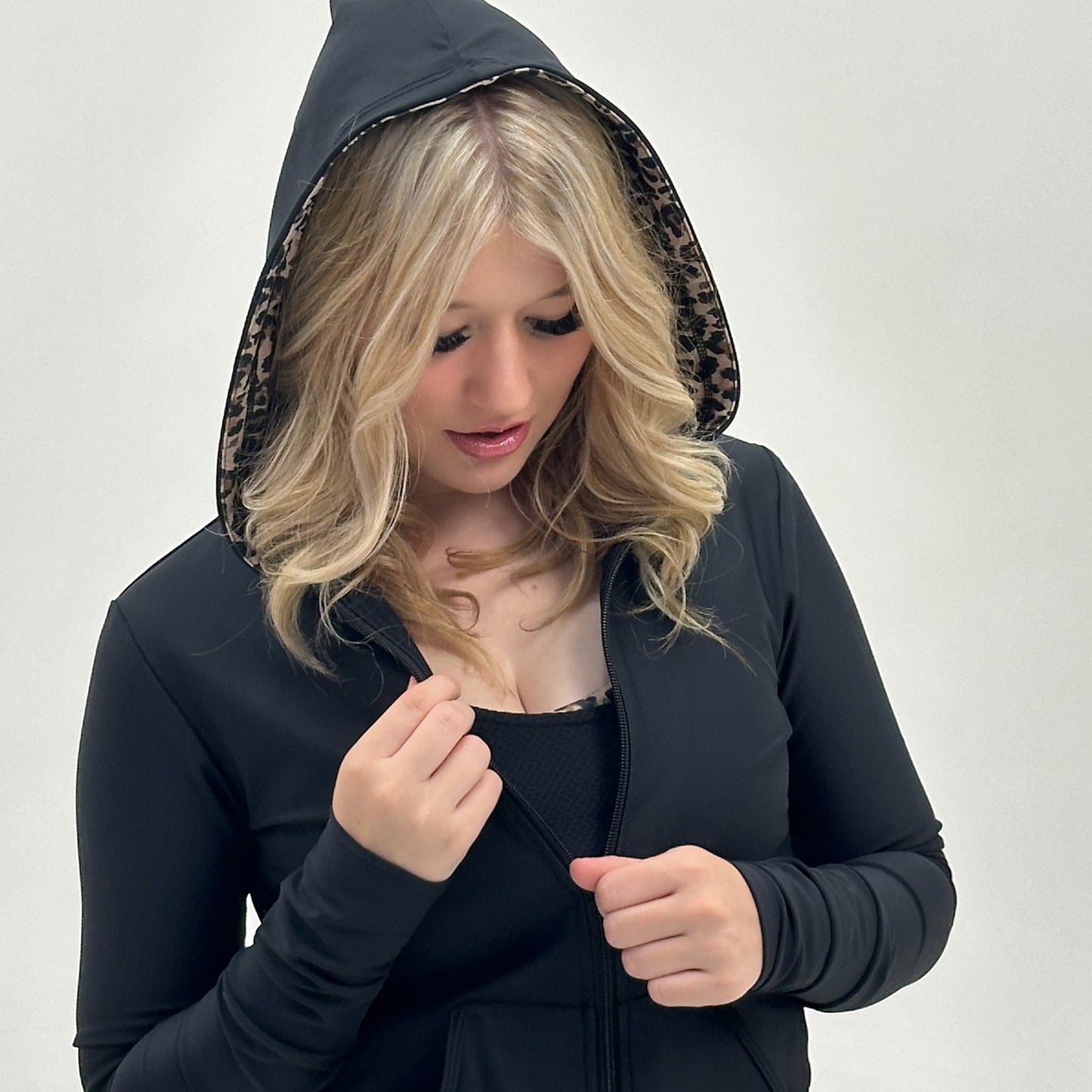 Jacket with Hoodie, Pockets and Zipped Front