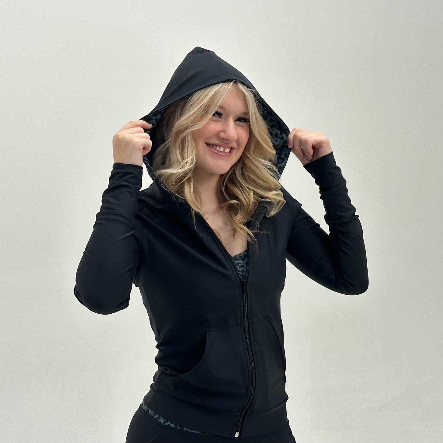 Jacket with Hoodie, Pockets and Zipped Front