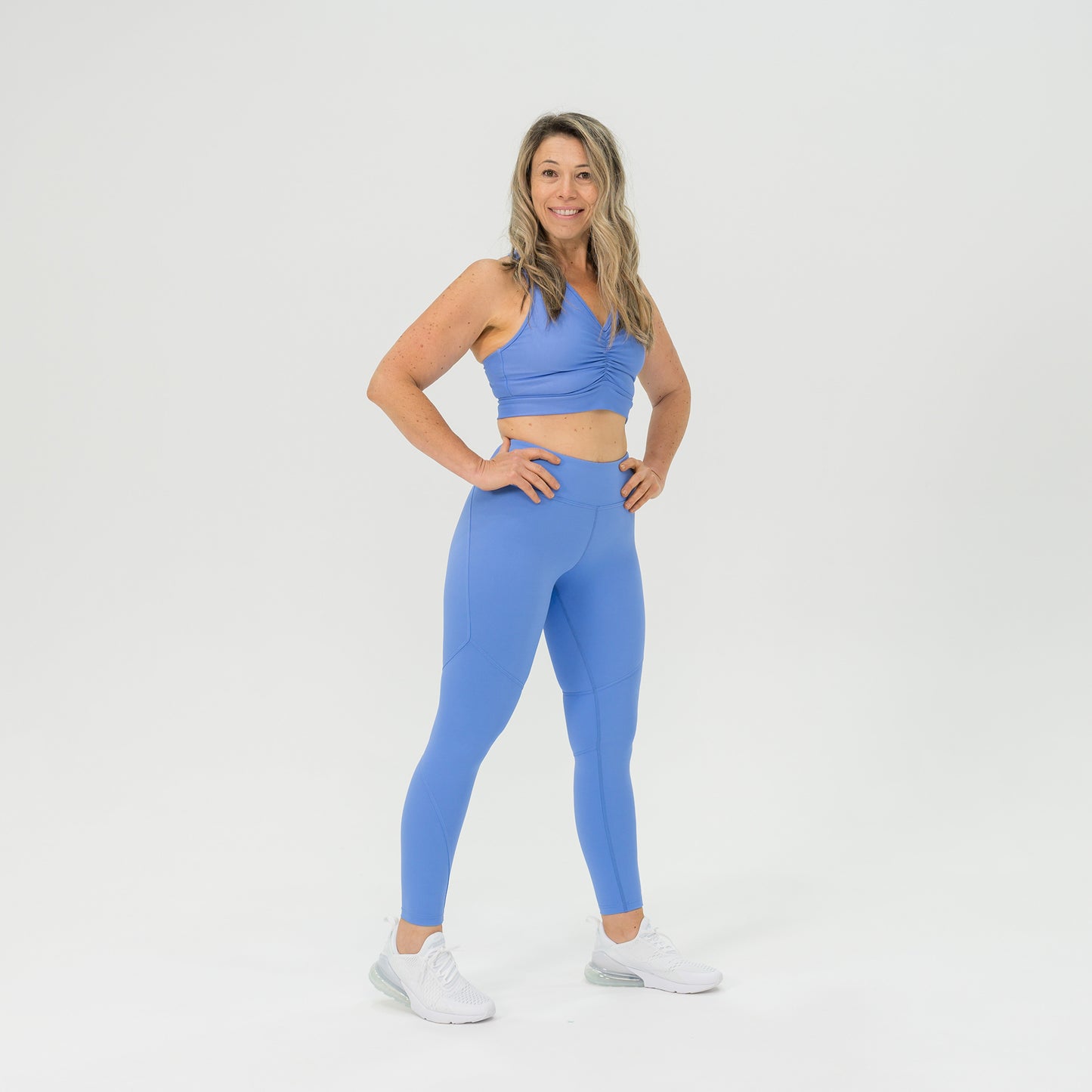 Womens Compression Gathered Front Crop Top