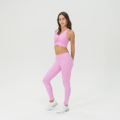 Womens Compression Gathered Front Crop Top